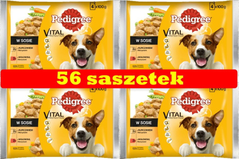 PEDIGREE Vital Wołowina Kurczak w sosie 56 x 100g