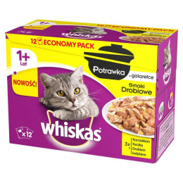 WHISKAS Potrawka Smaki Drobiowe w Galaretce 12x85g