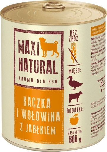 Karma dla psa Maxi Natural KACZKA WOŁOWINA 800g