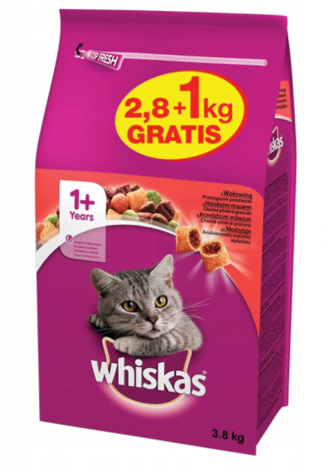 Karma dla kotów WHISKAS z wołowiną 3,8kg