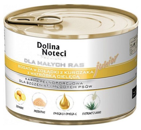 Dolina Noteci Premium Pies Mały Junior żołądki kurczaka i wątróbka cielęca 185g Dolina Noteci Premium Pies Mały Junior żołądki kurczaka i wątróbka cielęca 185g