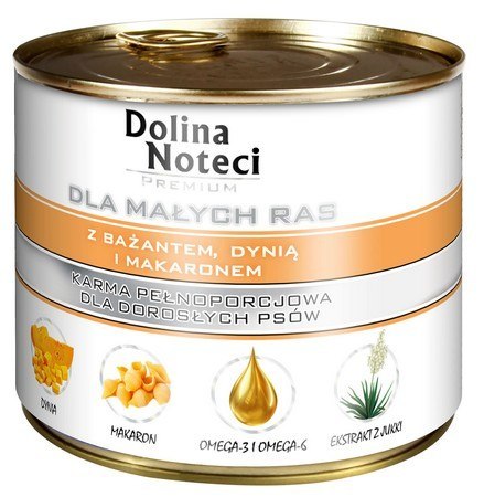 Dolina Noteci Premium Pies Mały Bażant, dynia i makaron puszka 185g Dolina Noteci Premium Pies Mały Bażant, dynia i makaron puszka 185g