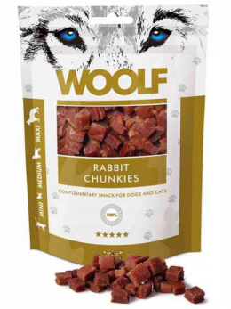 WOOLF RABBIT CHUNKIES Trenerki dla Psa KRÓLIK 100g