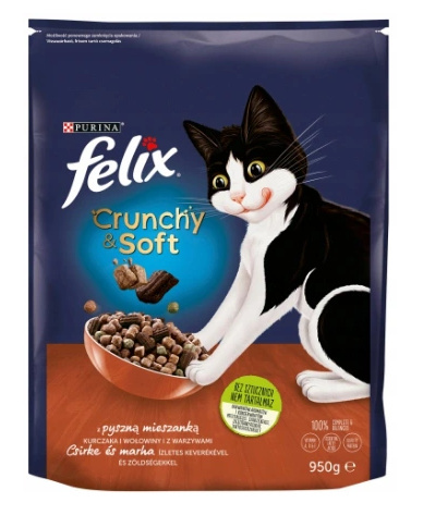 Felix Crunchy Soft wołowina kurczak warzywa 950 g