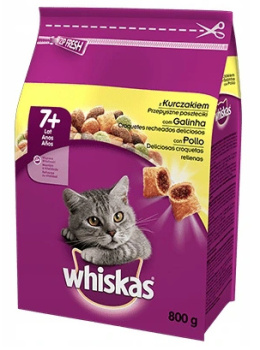 WHISKAS 7+ z Kurczakiem 800g Karma sucha dla kota