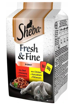 SHEBA MINI FRESH FINE SMAKI MIĘSNE 6X 50G