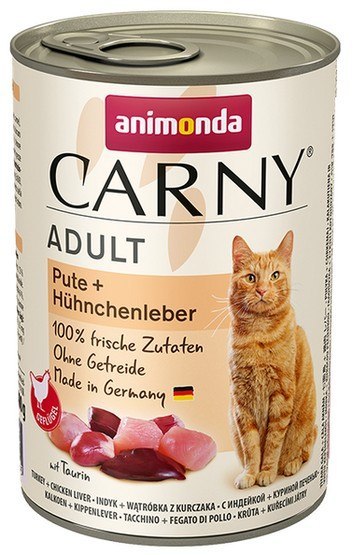 Animonda Carny Adult Indyk + Wątróbka kurczaka puszka 400g Animonda Carny Adult Indyk + Wątróbka kurczaka puszka 400g