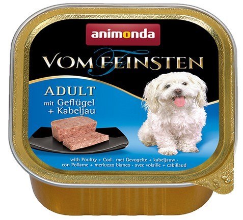 Animonda vom Feinsten Dog Adult Drób i Dorsz tacka 150g Animonda vom Feinsten Dog Adult Drób i Dorsz tacka 150g