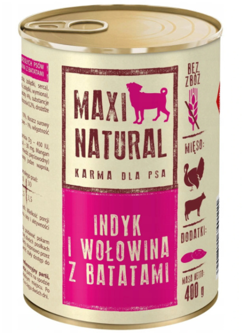 Karma dla psa Maxi Natural INDYK WOŁOWINA 400g