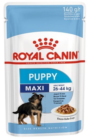 Royal Canin Maxi Puppy karma mokra w sosie dla szczeniąt, od 2 do 15 miesiąca życia, ras dużych saszetka 140g Royal Canin Maxi Puppy karma mokra w sosie dla szczeniąt, od 2 do 15 miesiąca życia, ras dużych saszetka 140g