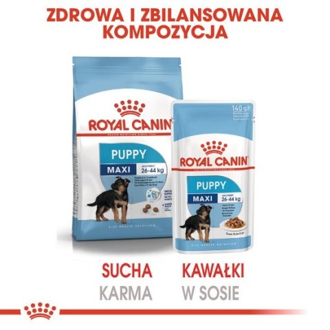 Royal Canin Maxi Puppy karma mokra w sosie dla szczeniąt, od 2 do 15 miesiąca życia, ras dużych saszetka 140g Royal Canin Maxi Puppy karma mokra w sosie dla szczeniąt, od 2 do 15 miesiąca życia, ras dużych saszetka 140g
