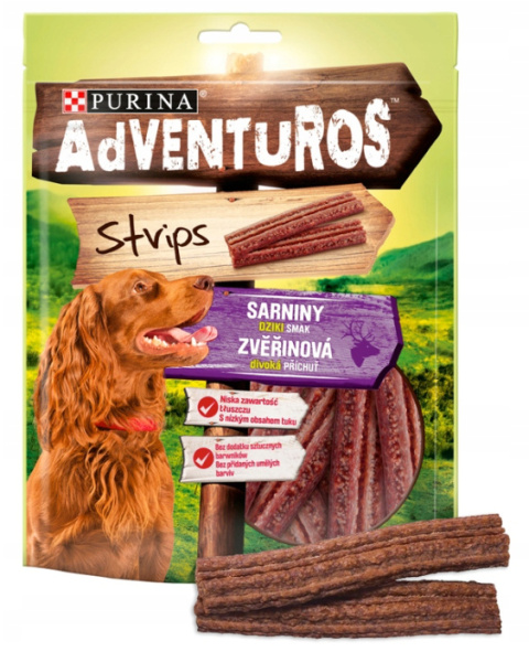 Purina ADVENTUROS Strips przysmak psa 90g sarnina