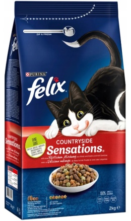 FELIX Sensations sucha karma dla kota WOŁOWINA KURCZAK z warzywami 2kg