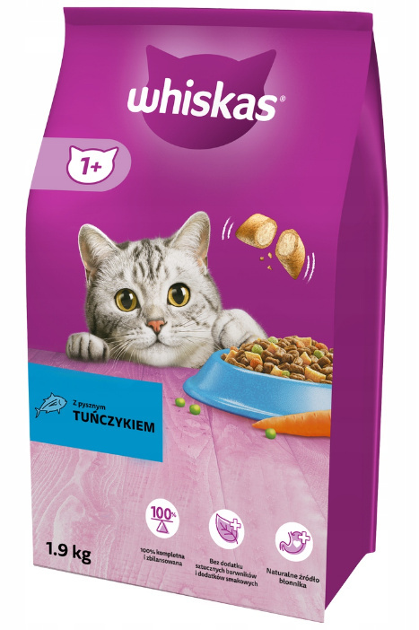 WHISKAS ADULT 1,9kg SUCHA KARMA KOTA Z TUŃCZYKIEM