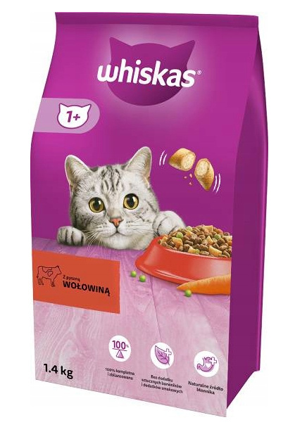 WHISKAS SUCHA KARMA DLA KOTA Z WOŁOWINĄ 1.4kg